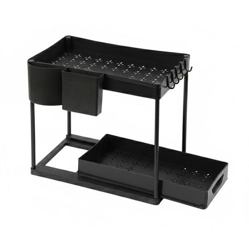 Органайзер под раковину двухъярусный выдвижной для кухни и ванной Черный Органайзер под раковину двухъярусный выдвижной для кухни и ванной Черный