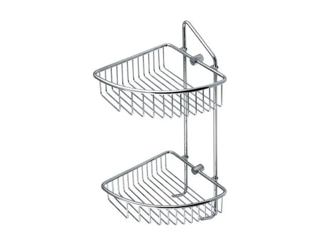 Корзина Aqua-World настенная угловая с крючками 210х220х510 мм двойная Корзина Aqua-World настенная угловая с крючками 210х220х510 мм двойная