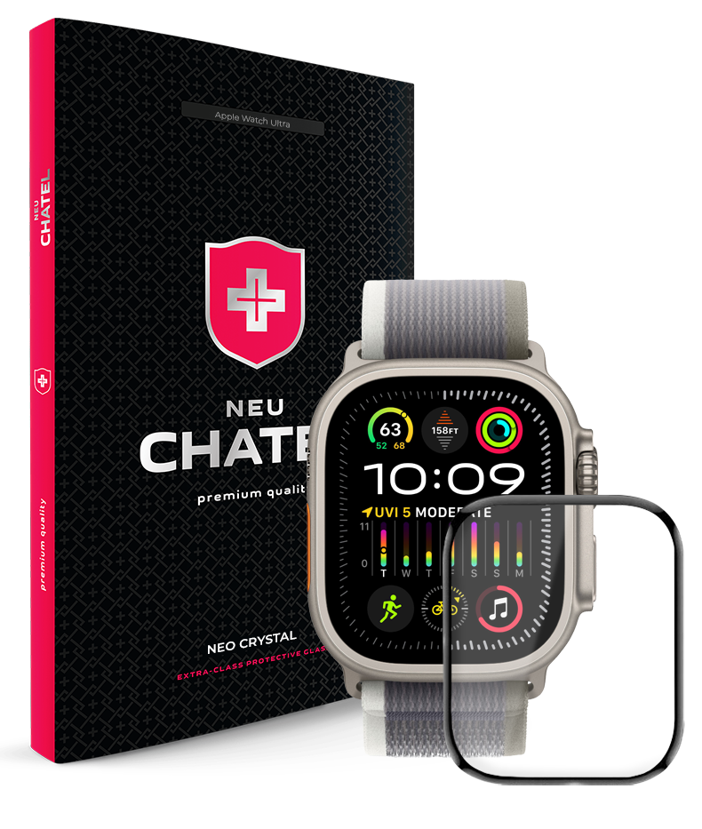 Защитное стекло NEU Chatel Corning Gorilla HD Glass Protector for Apple Watch Ultra 49mm Black