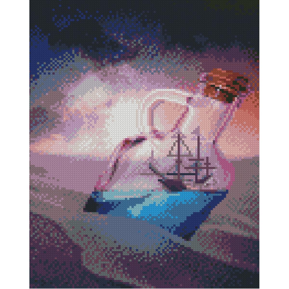 Алмазна мозаїка Strateg Корабель у пляшці 30х40 см (HX483)