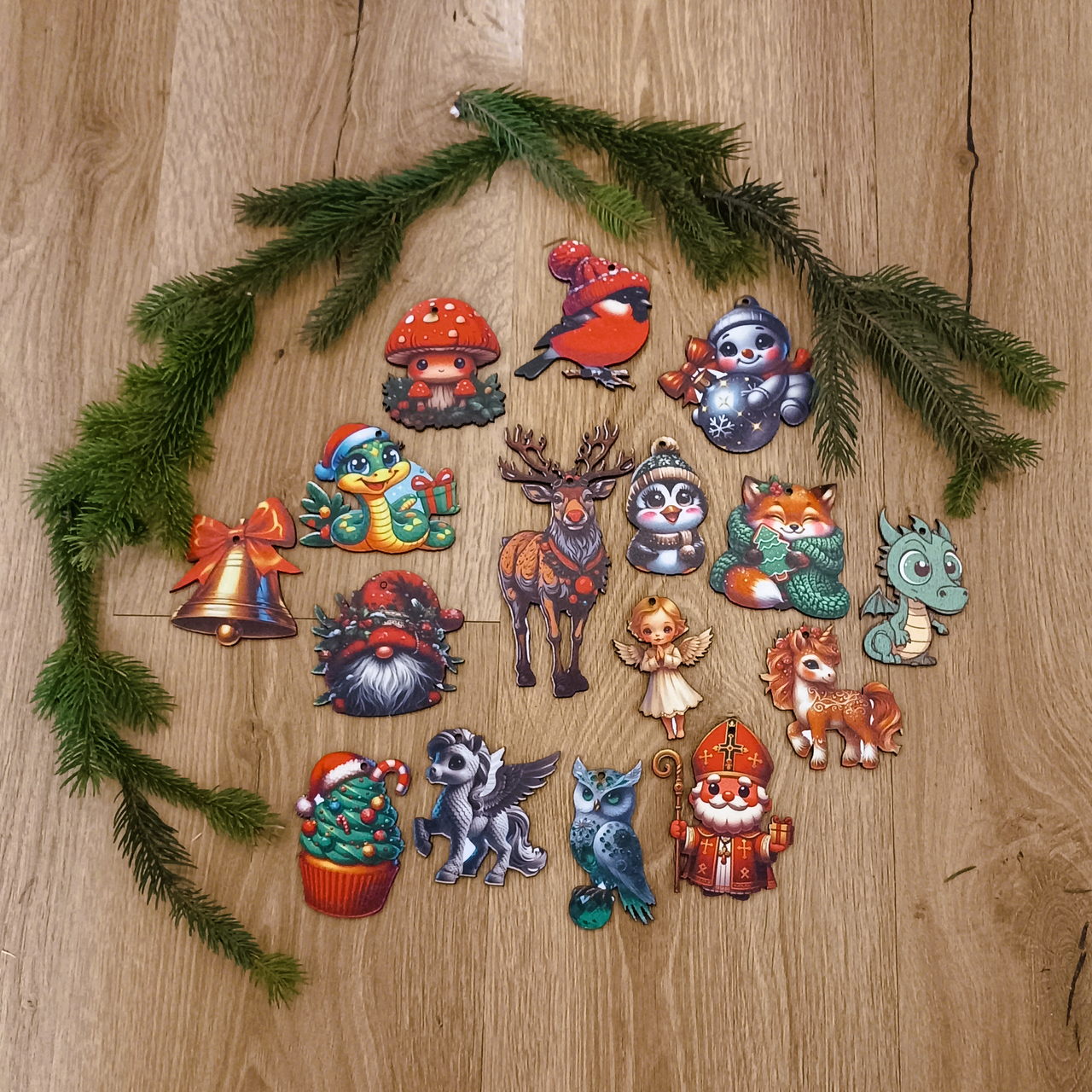 Подарочный набор деревянных эко-игрушек на елку Luxyart 16 шт. (DN-750) - фото 3 Подарочный набор деревянных эко-игрушек на елку Luxyart 16 шт. (DN-750) - фото 3