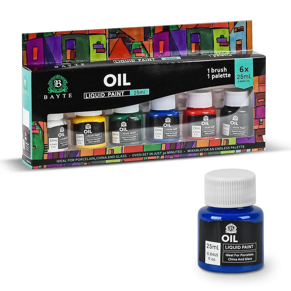 Краски масляные BAYTE WW01940ST 6 цветов по 25 мл с кисточкой Разноцветный (25173291)