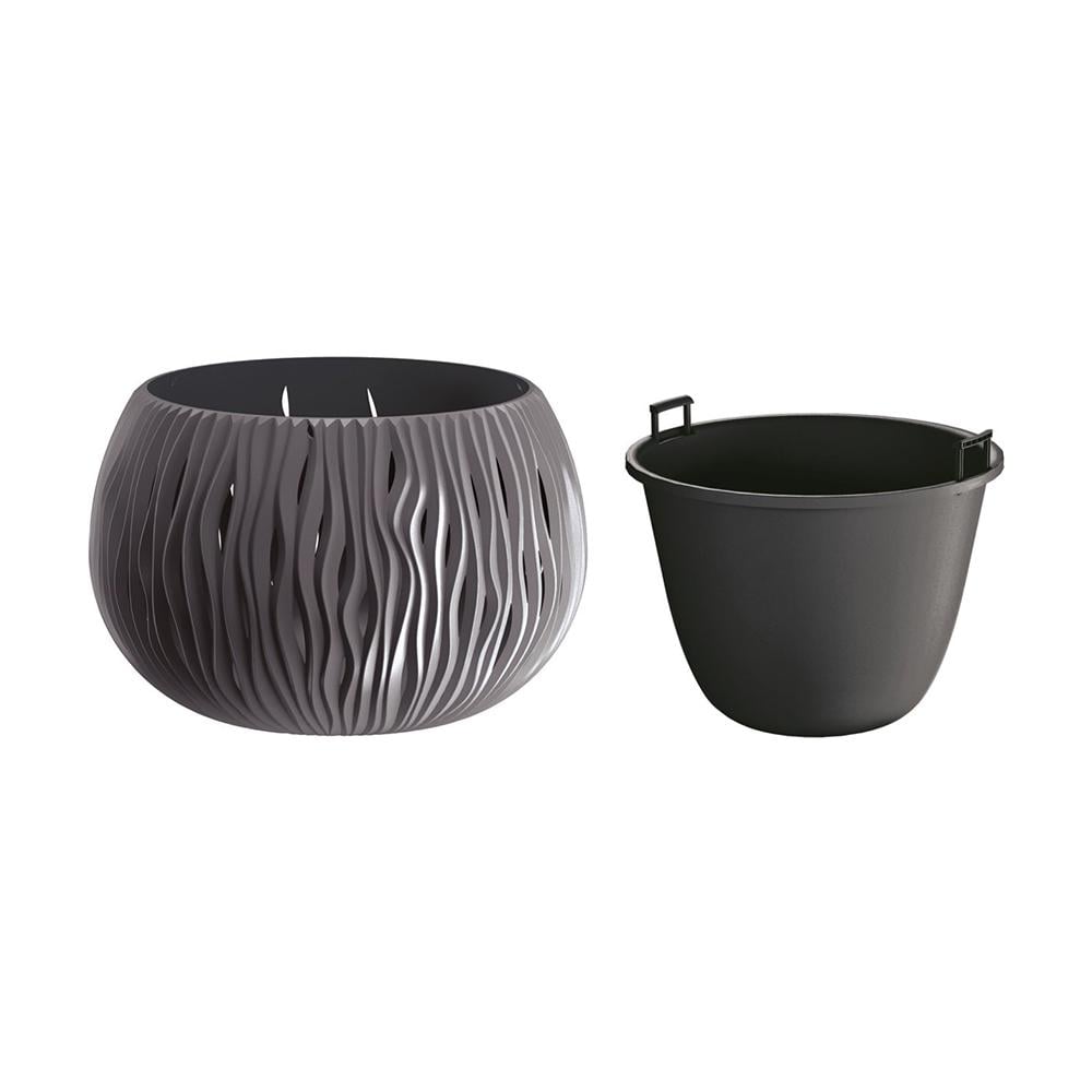 Горшок для цветов Prosperplast Sandy Bowl с вкладышем 29х19 см Антрацит (23063-433)