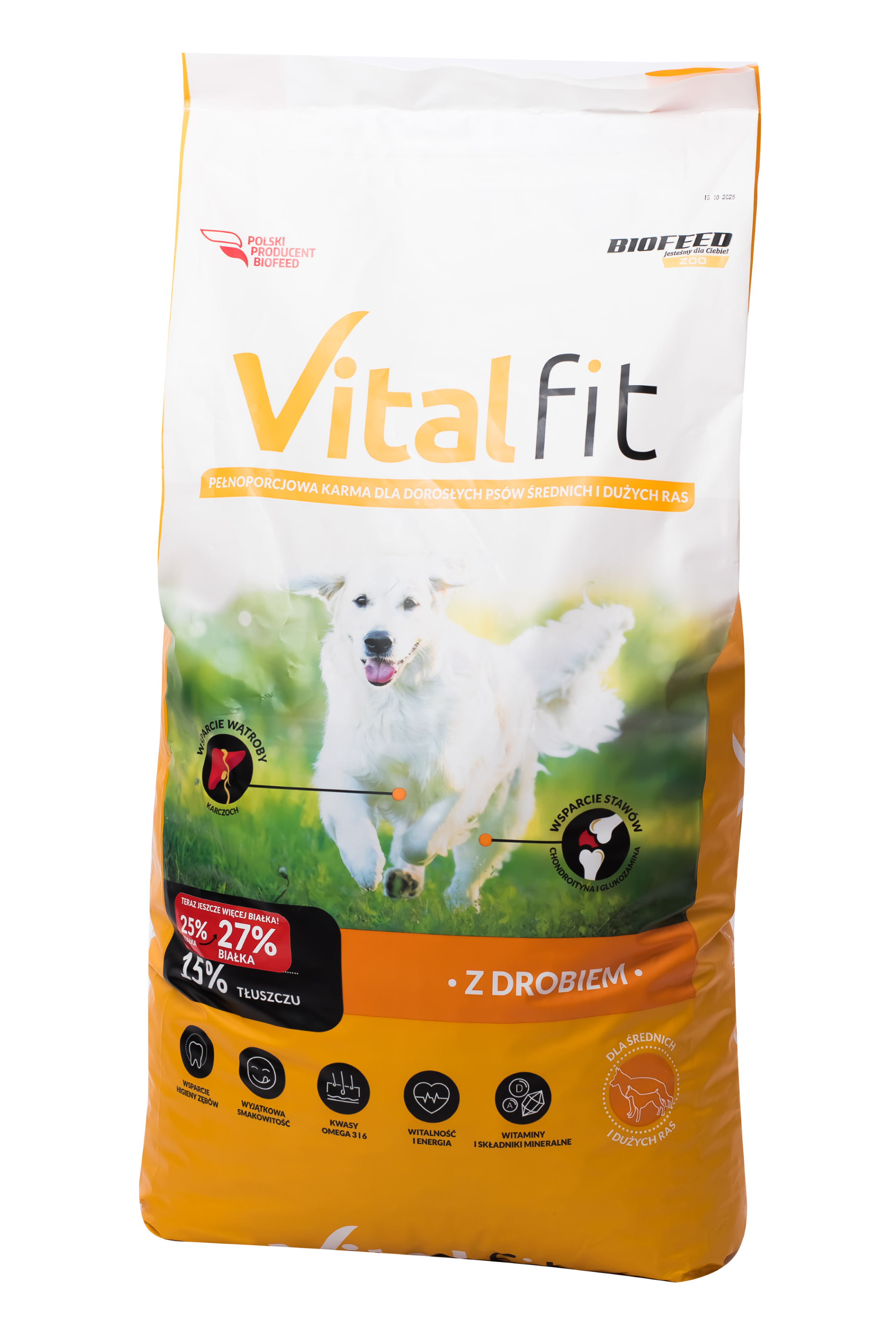 Корм сухий для середніх та великих порід Biofeed VITAL FIT з куркою 15 кг