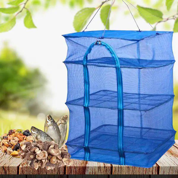 Сетка для сушки рыбы мяса овощей грибов 35x35x75 см Синий - фото 3