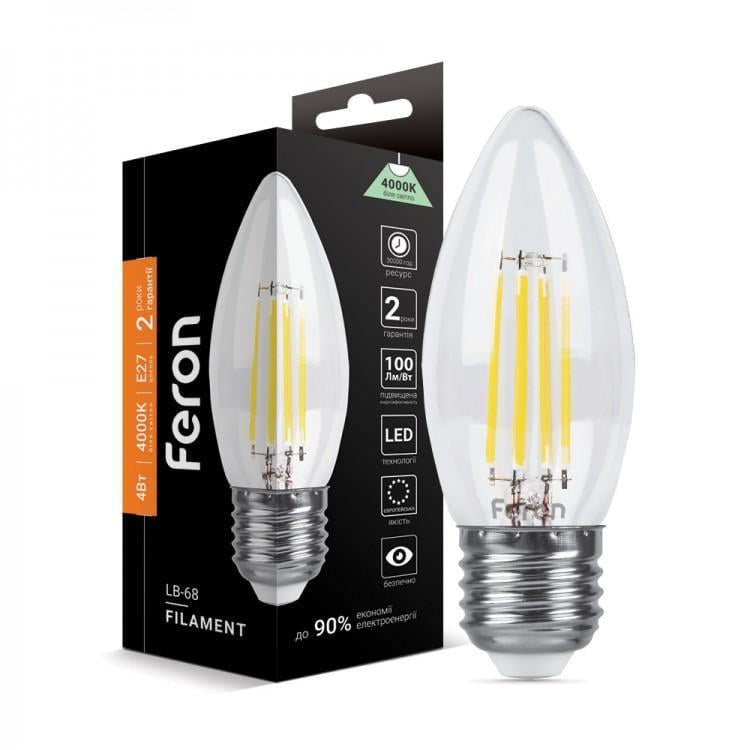 Лампа світлодіодна Feron Filament LB-68 4 Вт E27 4000K (27844576)