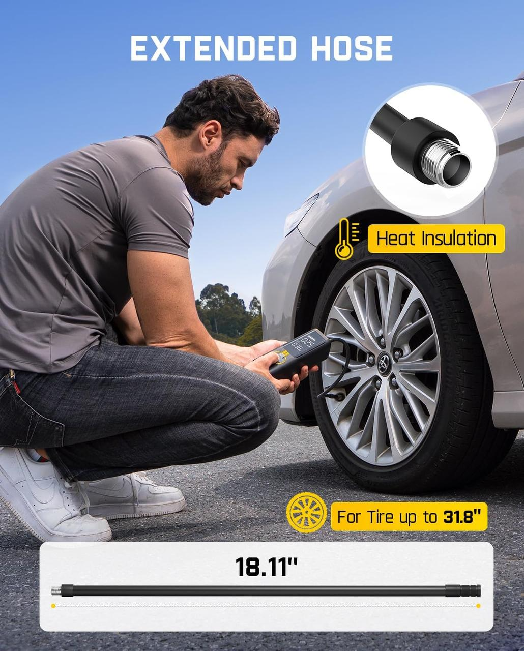 Портативний компресор для накачування шин Fanttik X8 APEX з комплектацією Deluxe Yellow (000914) - фото 7 Портативний компресор для накачування шин Fanttik X8 APEX з комплектацією Deluxe Yellow (000914) - фото 7