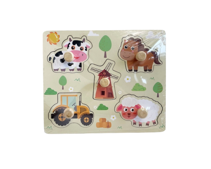 Деревянные пазлы вкладыши Fun Game С 73250 Ферма с рисунком под вкладышем (2658764731)