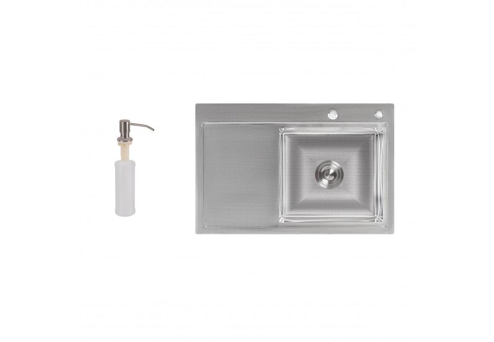 Набір 2в1 мийка кухонна Lidz H7851R 3/0,8 мм Brush із дозатором для миючого засобу