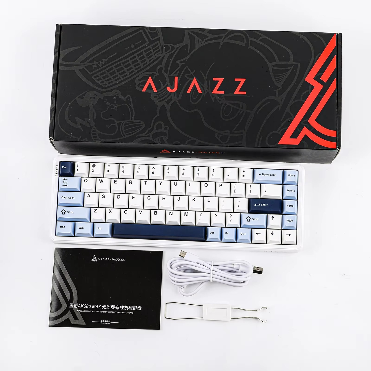 Клавиатура проводная AJAZZ AK680 MAX Flagship Edition Magnetic Switch Blue White (2000170) - фото 10