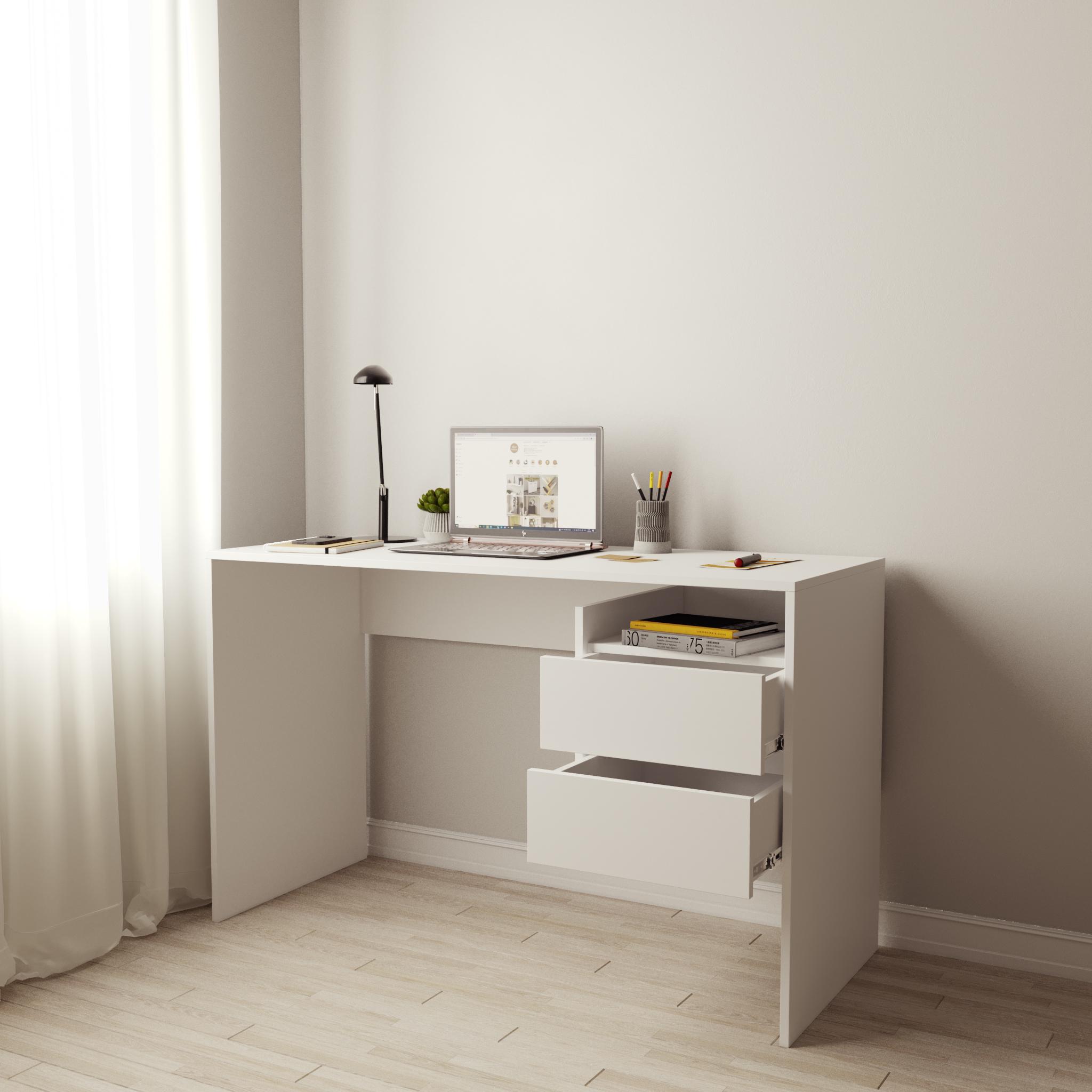 Комп'ютерний стіл із висувними шухлядами 1250х750х500 мм Білий (ST-06) - фото 2
