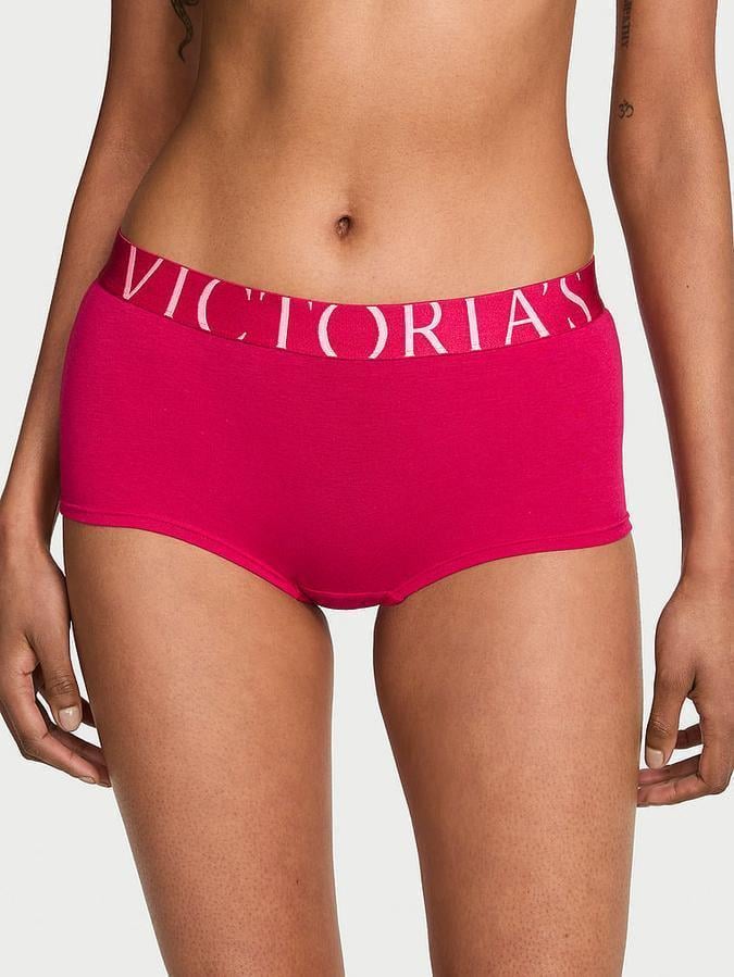 Трусики женские Victoria's Secret Exploded Logo Cotton Boyshort S Фуксия (3161546768)
