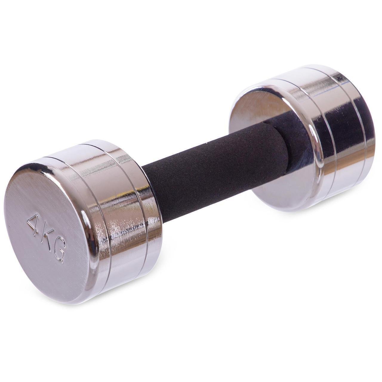 Гантель цельная Record DB5202-4 стальная хромированная 4 кг (2532859831) - фото 1