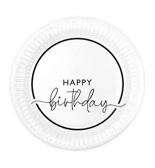 Одноразові тарілки Happy Birthday 18 см 10 шт. Білий (10376)