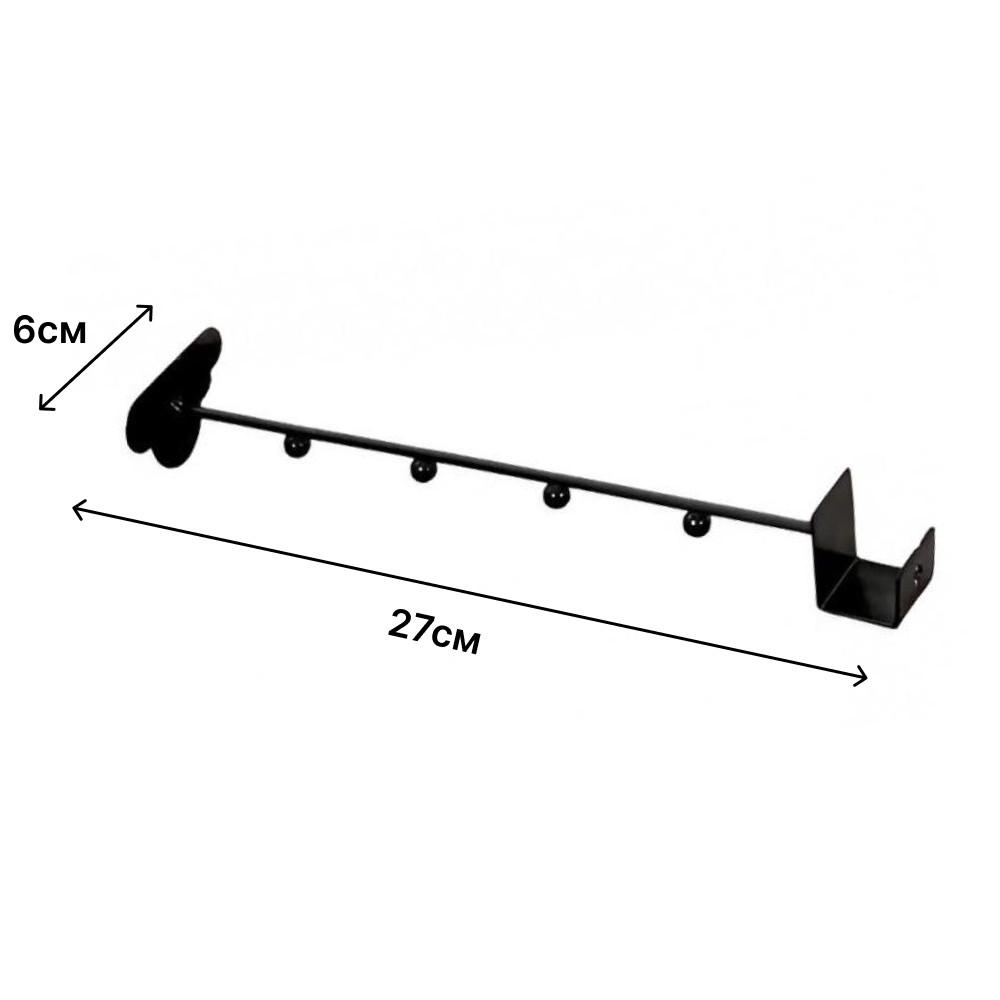 Вішалка-органайзер настінна 4 гачки 27x6 см Чорний (03-чор-TD01336-4) - фото 4