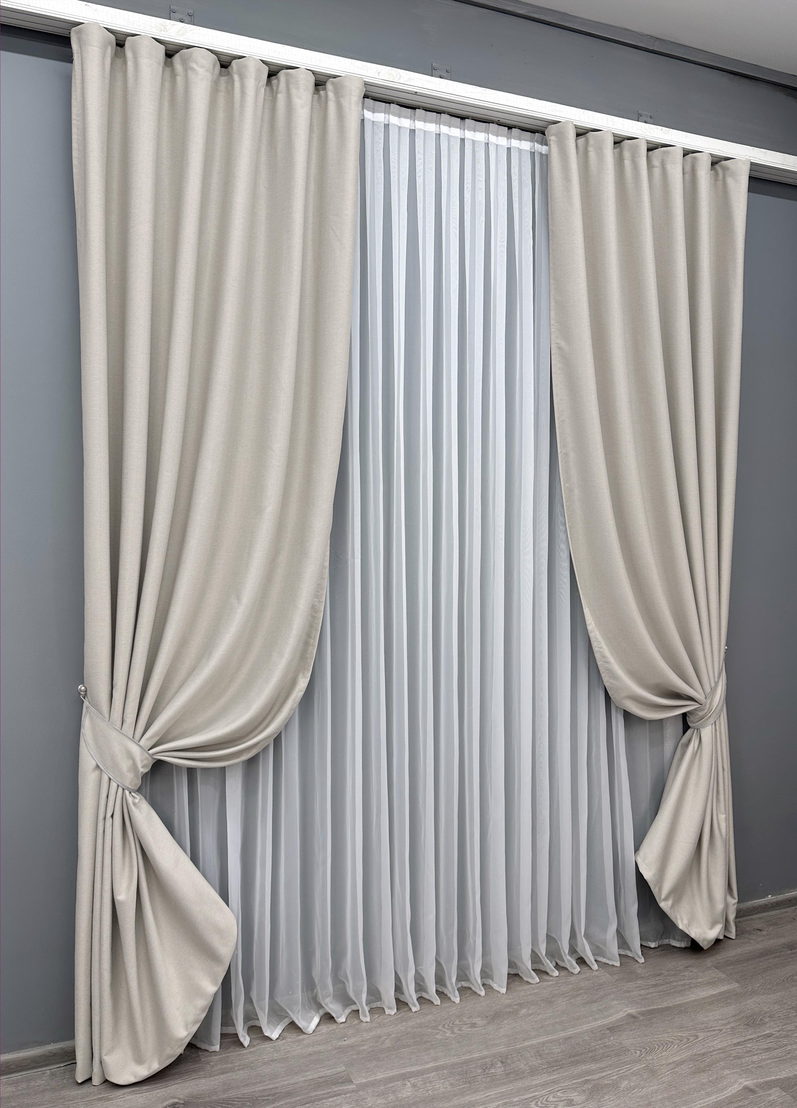 Комплект готовых штор VR-Textil Шенил однотонный №1698ш 150х270 см 2 шт. Дымчато-белый (33-0584) - фото 2