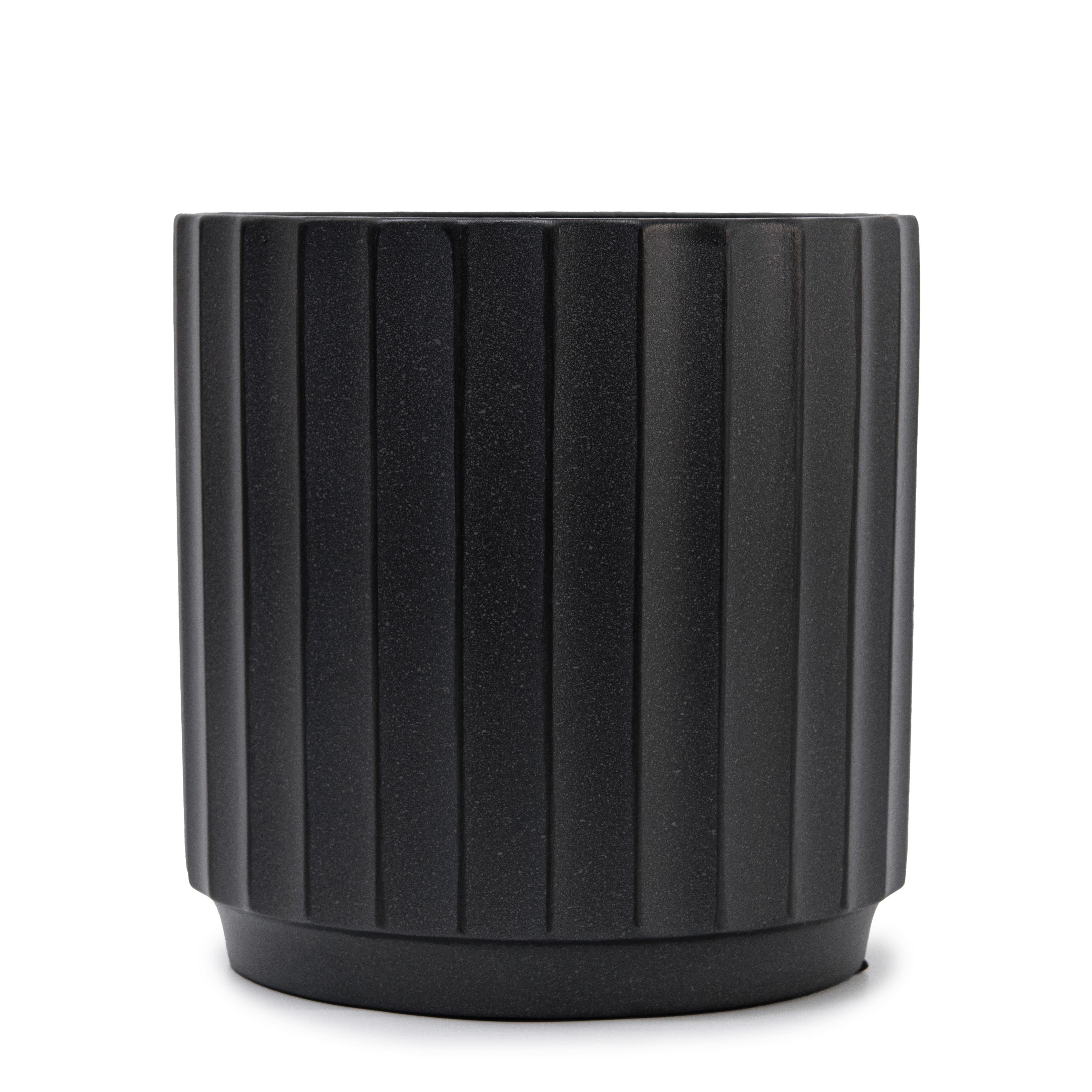 Кашпо для квітів керамічне elemi Грань круглий 2,4 л Чорний (УТ-00094973)