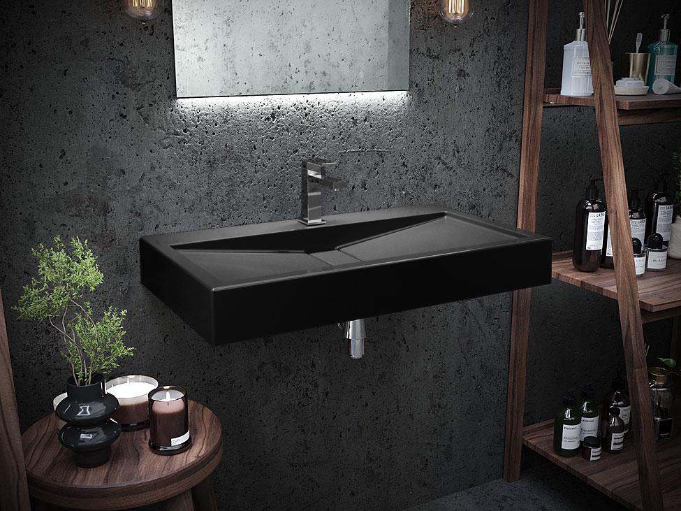 Умивальник підвісний Luxor Tor 80 см Black (690) - фото 3