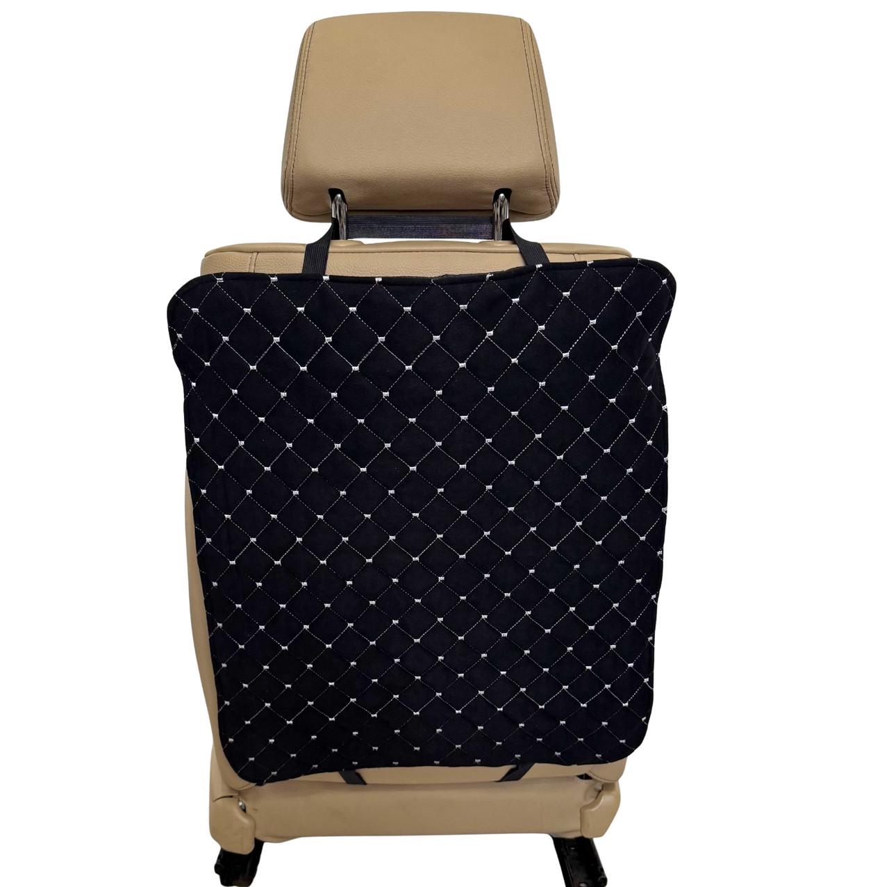 Накидка защитная на спинку переднего сиденья Runa с алькантары Черный/Белый (480-1-N)