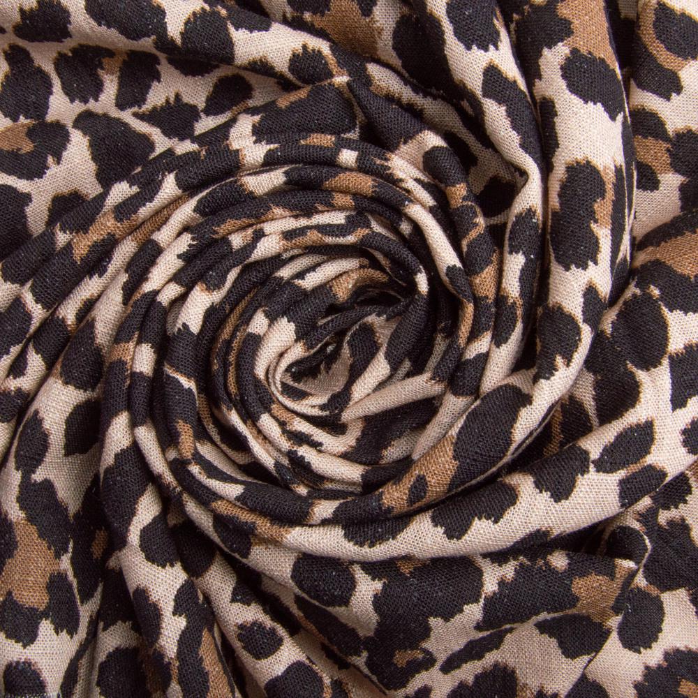 Ткань костюмно-платьяная лен с вискозой 180 г/м2 140 см Леопардовый (26447)