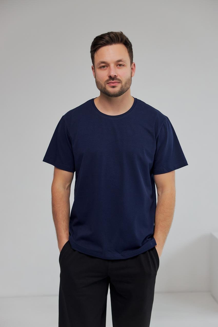 Футболка мужская М045 однотонная плотность 190 г/м2 M Синий (847-1-61)