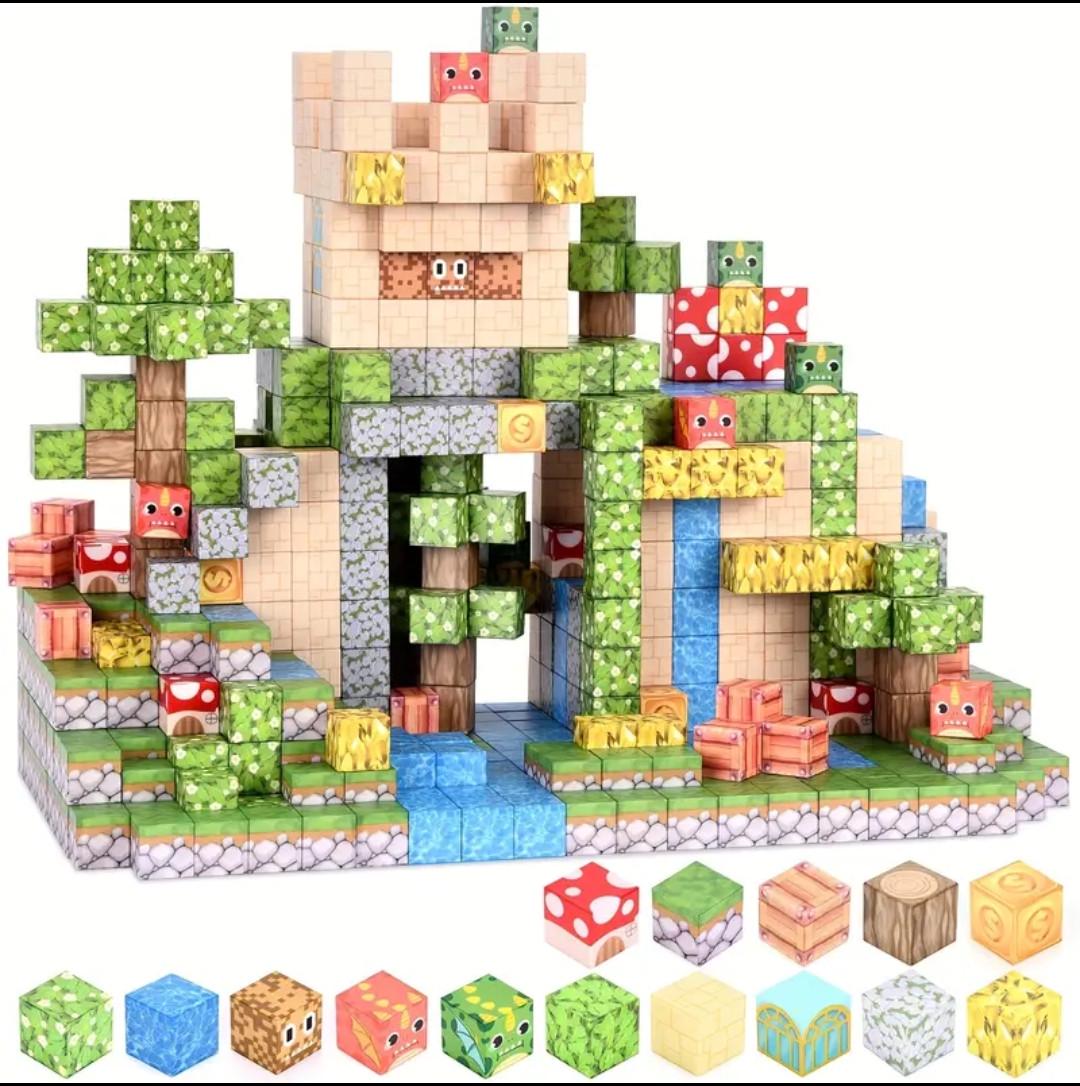 Конструктор магнітний Майнкрафт Ліс з замком деревами та драконами 100 кубиків - фото 5 Конструктор магнітний Майнкрафт Ліс з замком деревами та драконами 100 кубиків - фото 5