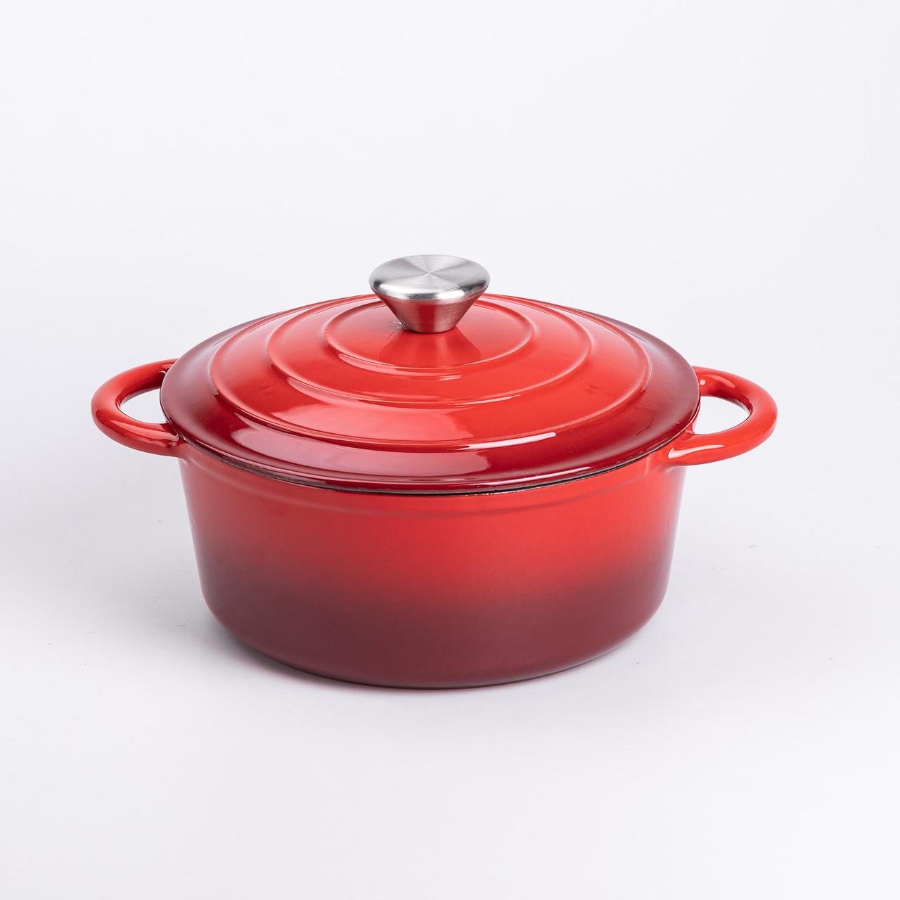 Набор чугунной посуды с эмалированным покрытием сковорода/3 кастрюли Красный (6816) - фото 8 Набор чугунной посуды с эмалированным покрытием сковорода/3 кастрюли Красный (6816) - фото 8