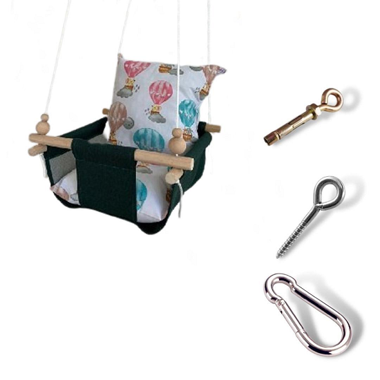 Дитяча гойдалка Infancy Мишки на повітряній кулі Темно-зелений (9676593)