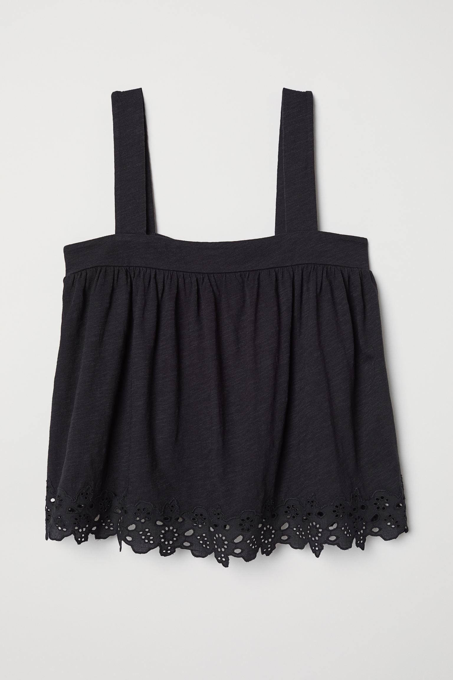 Топ с вышивкой L Черный (6643908abr)