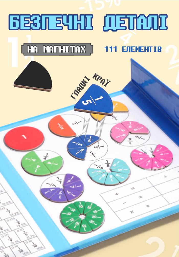 Гра-дошка для дітей Математична магнітна з дробами й відсотками 111 ел. (28749624) - фото 4