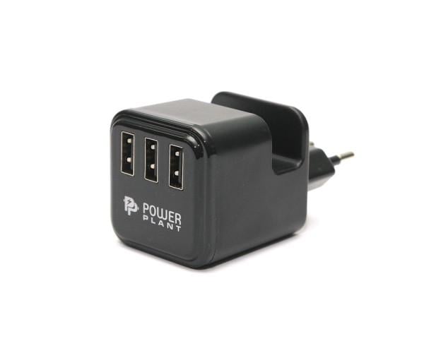 Устройство сетевое зарядное для PowerPlant W-360 3xUSB 220V 3,4A Black