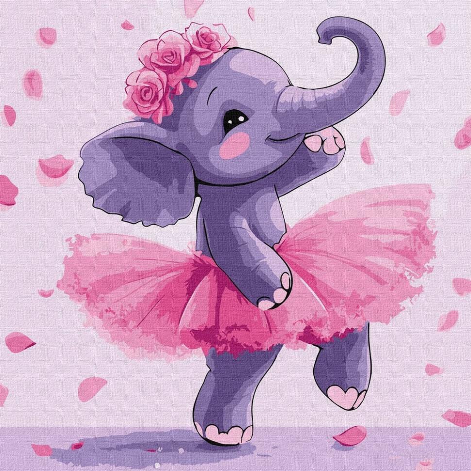 Картина по номерам Ideyka Слоник балерина 30х30 см (KHO6723)