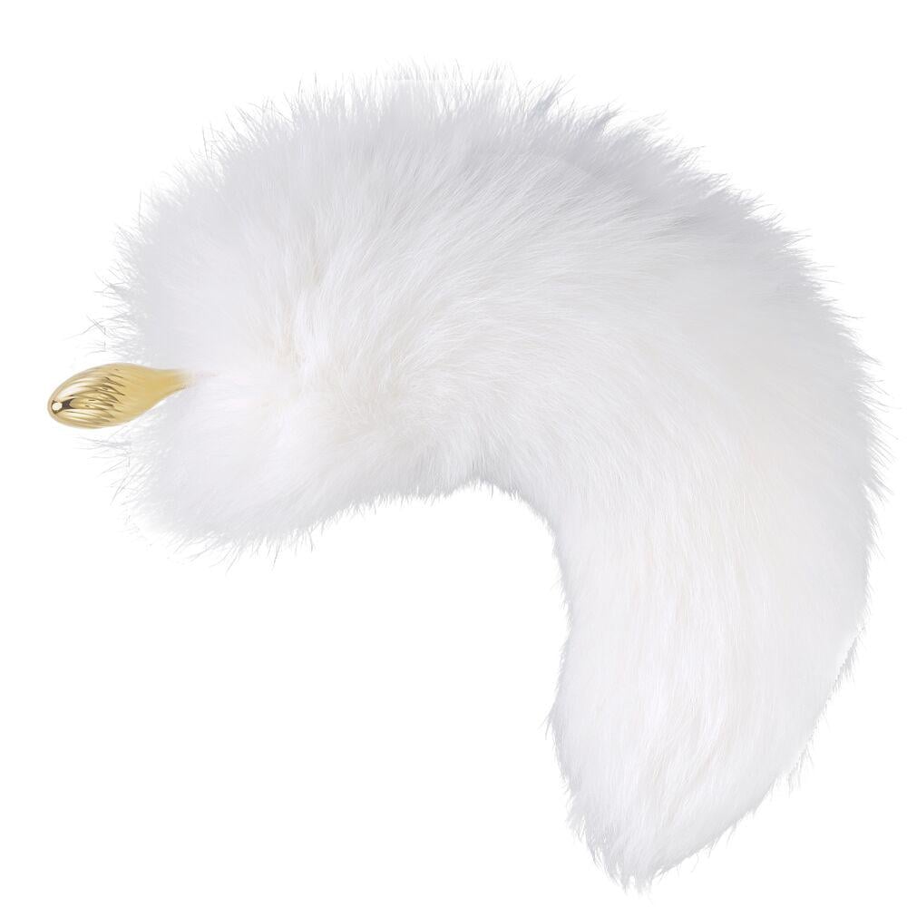 Анальная металлическая пробка Лисичный хвост LOCKINK SEVANDA White Fox-Tail