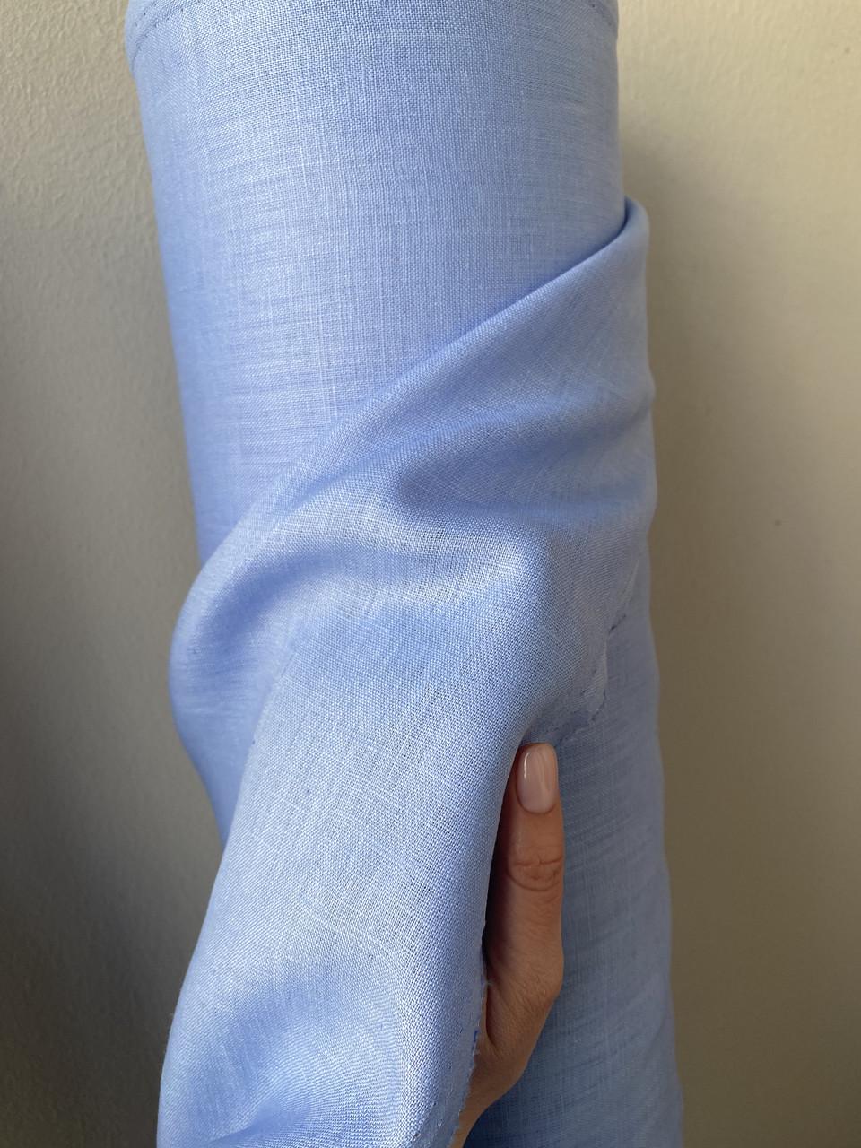 Тканина сорочково-платтєва LINEN PLUS 100% льон 143 см 435 Волошковий - фото 3