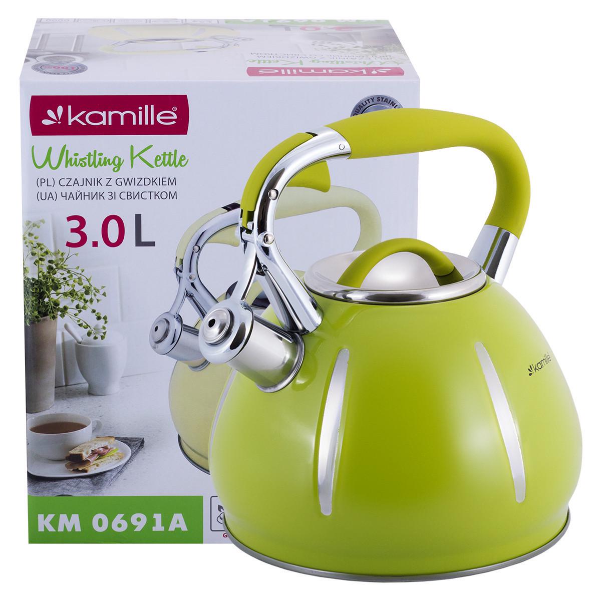 Чайник Kamille KM-0691A из нержавеющей стали со свистком 3 л Зеленый (1883389181) Чайник Kamille KM-0691A из нержавеющей стали со свистком 3 л Зеленый (1883389181)