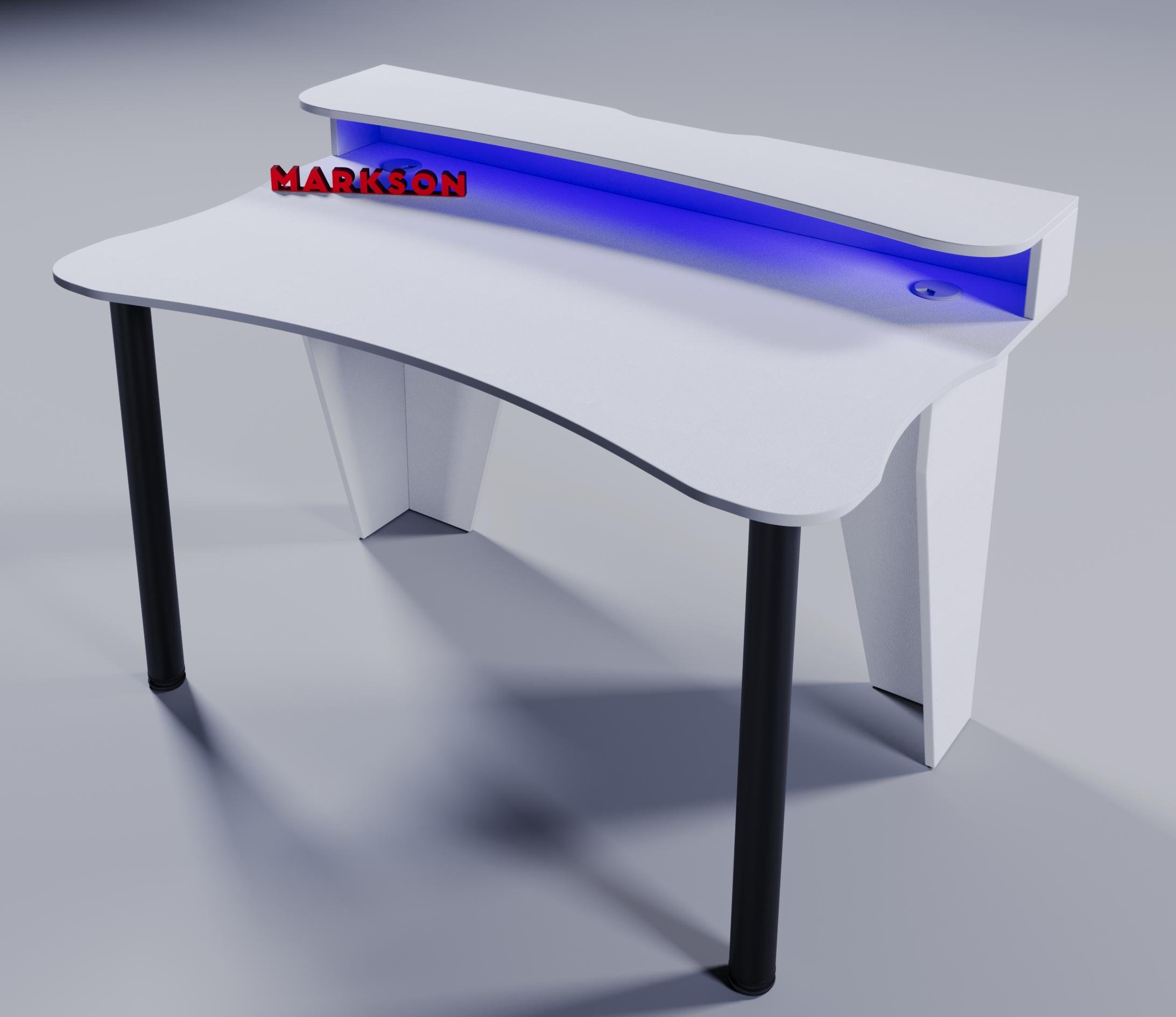 Компьютерный стол игровой ARES-PRO с RGB подсветкой Белый (24118406) - фото 4 Компьютерный стол игровой ARES-PRO с RGB подсветкой Белый (24118406) - фото 4