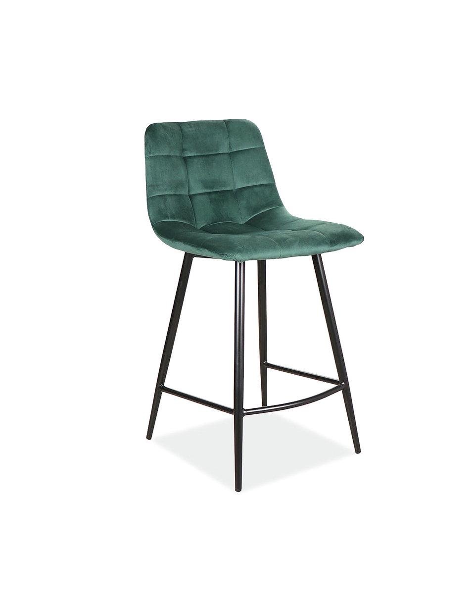 Полубарный стул MILA H-2 velvet Черный/Зеленый (MILAH2VCZ)