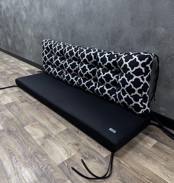 Матрас со спинкой Comfort Home на поддоны/качели/каркасы/садовую мебель 120х60х40х10 см Geometry black