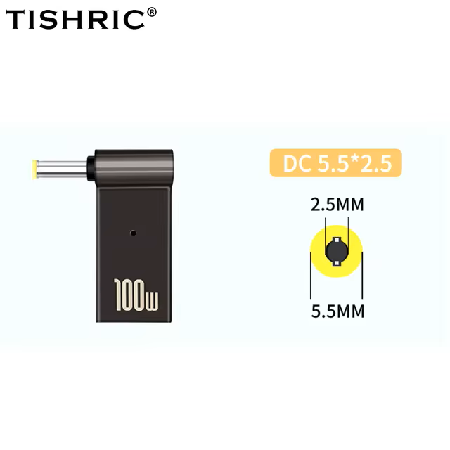 Перехідник для заряджання ноутбука Tishric PD100W DC Type-C to DC 5,5x2,5 мм (2000222) - фото 2