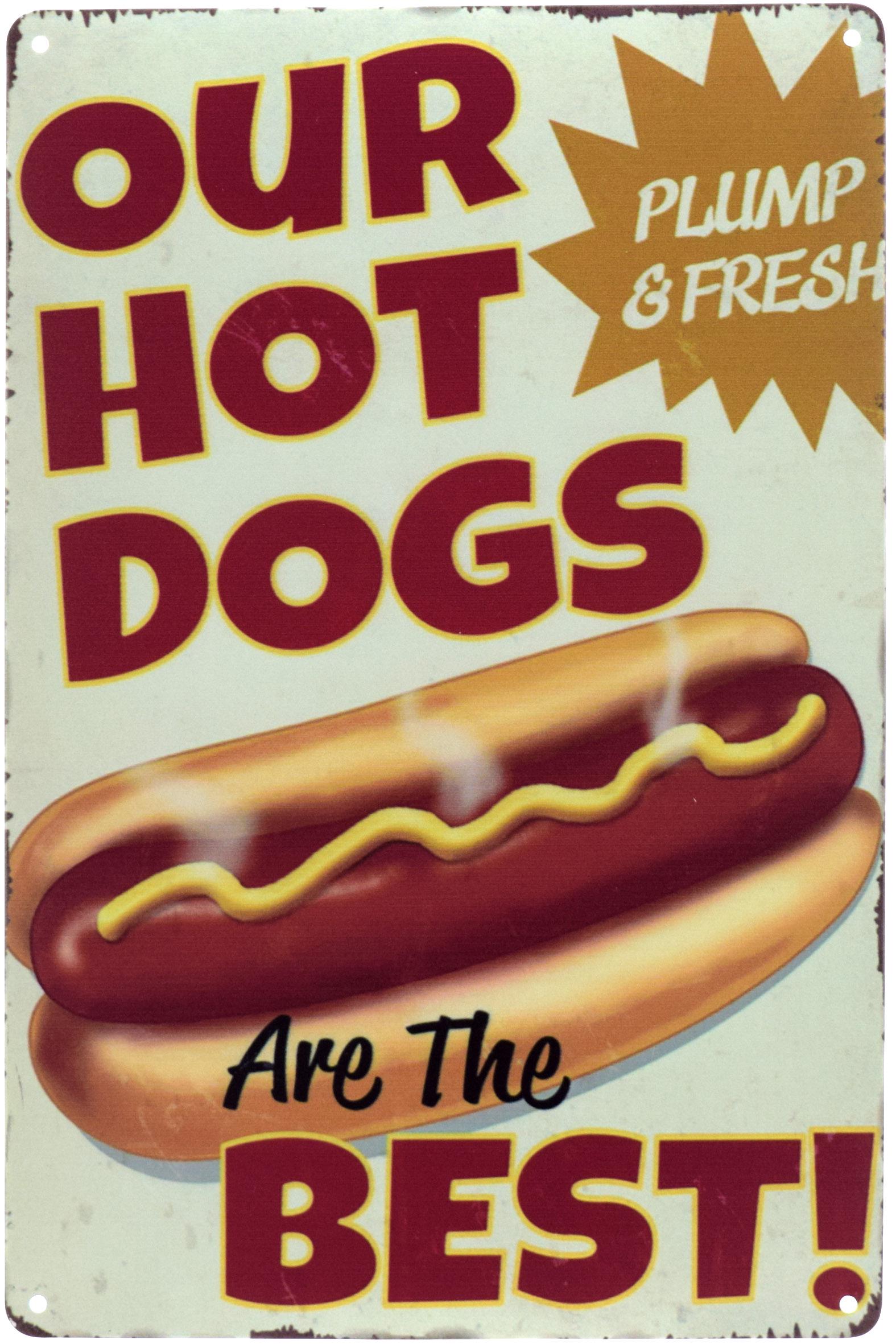 Табличка металлическая Наши Хот-Доги - Лучшие!/Our Hot Dogs Are The Best! 20x30 см