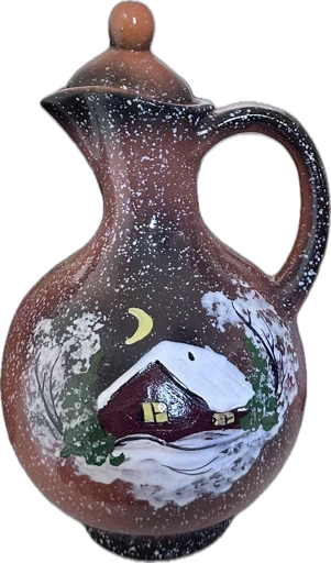 Штоф глиняный Зима 2 л с рисунком ручной работы