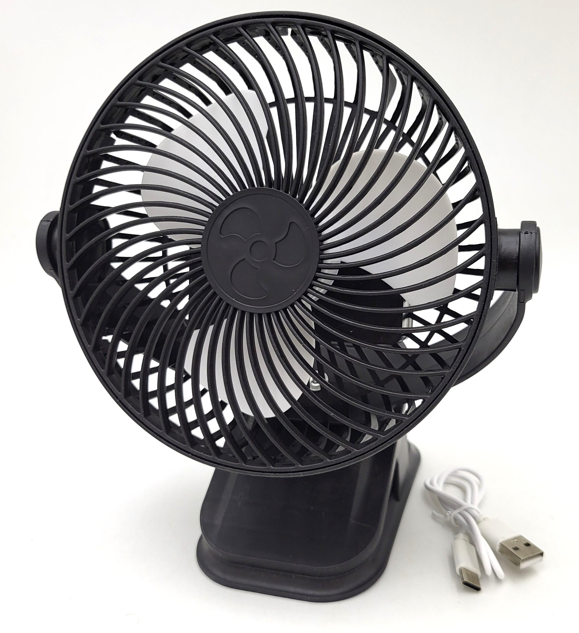 Вентилятор аккумуляторный UKC GF-175 от настольный USB с прищепкой Черный