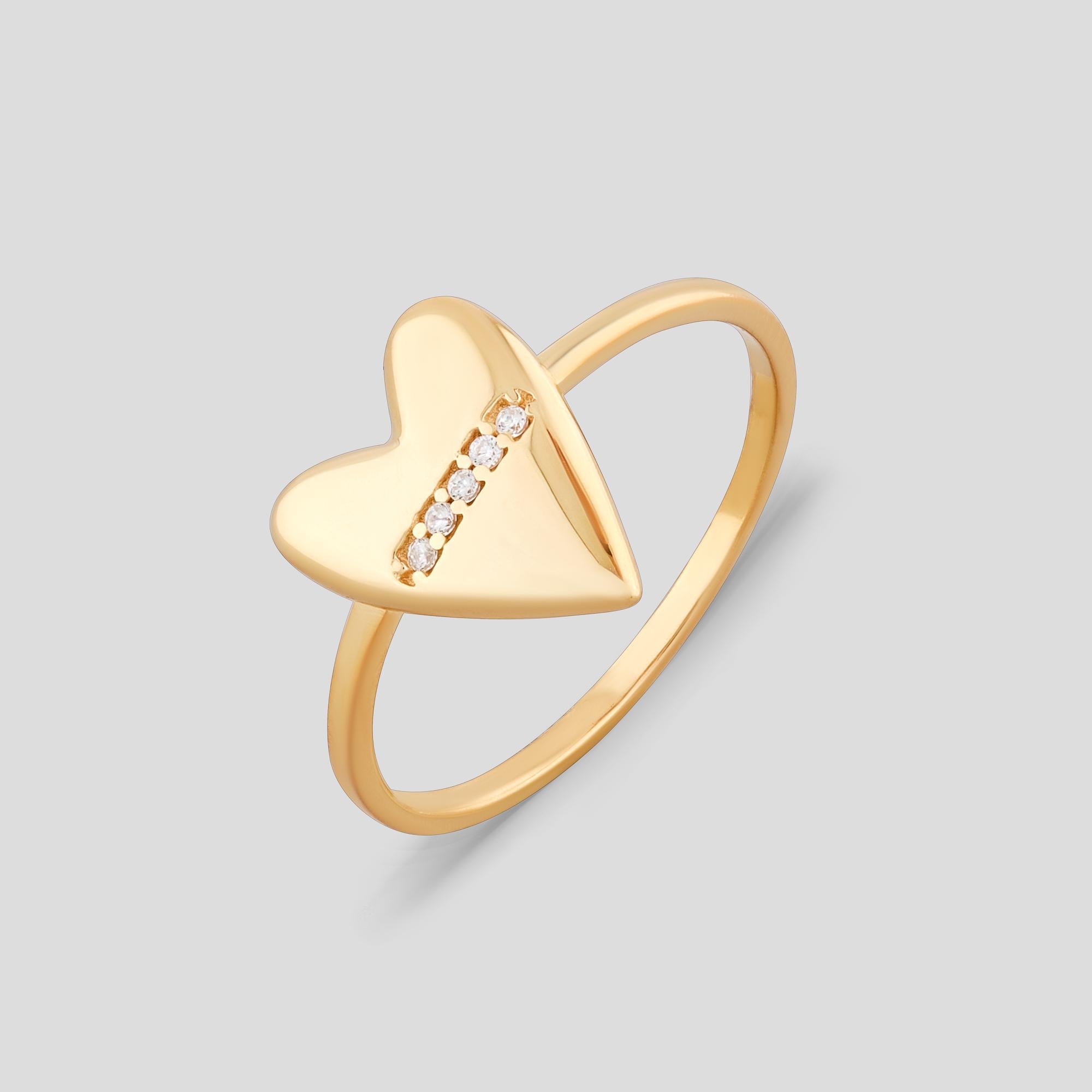 Серебряное кольцо Minimal Пурпурное сердце р. 16 (ЛК-0369з-16)