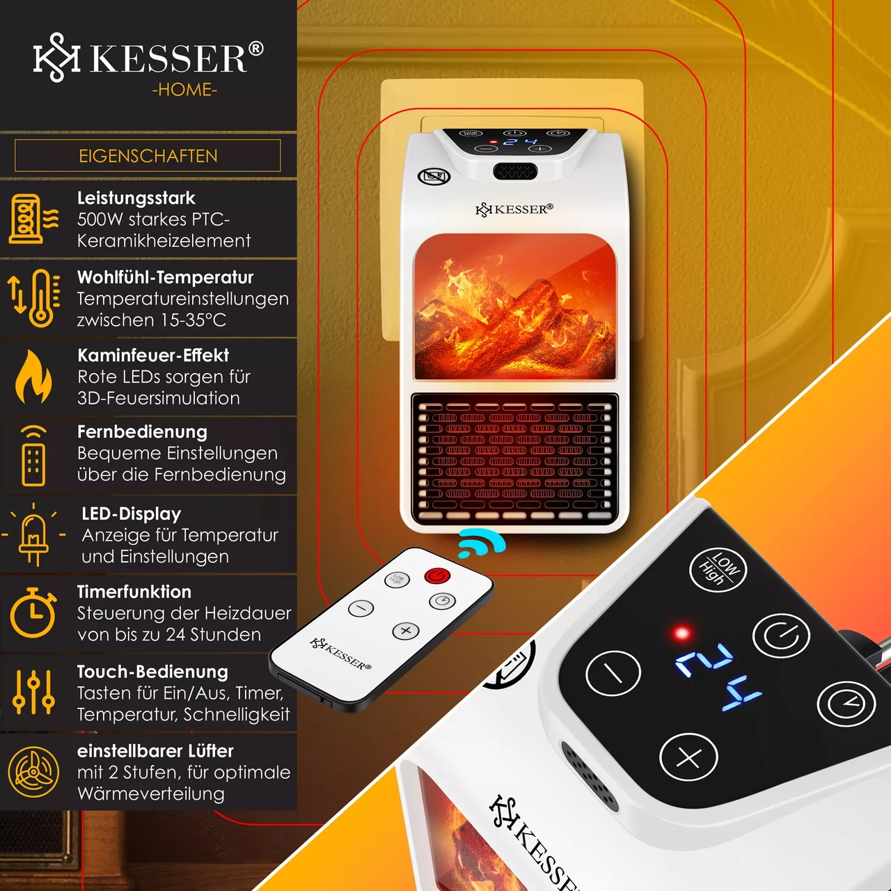 Обогреватель для дома керамический KESSER 10 м2 (14235we-sc) - фото 2 Обогреватель для дома керамический KESSER 10 м2 (14235we-sc) - фото 2