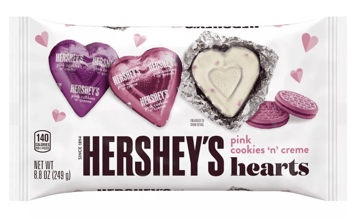 Конфеты шоколадные Hershey's Valentine's Day Pink Cookies 'n Crème Hearts Candy 249 г (2900685159)