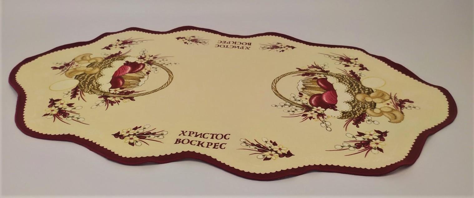 Дорожка пасхальная Print Easter 35х60 см Basket Burgundy Cream (CN15588)