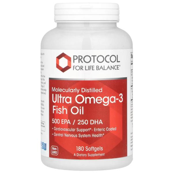 Омега 3 Protocol for Life Balance Molecularly Distilled Ultra Omega-3 Fish Oil 180 мягких капс. (000026361)