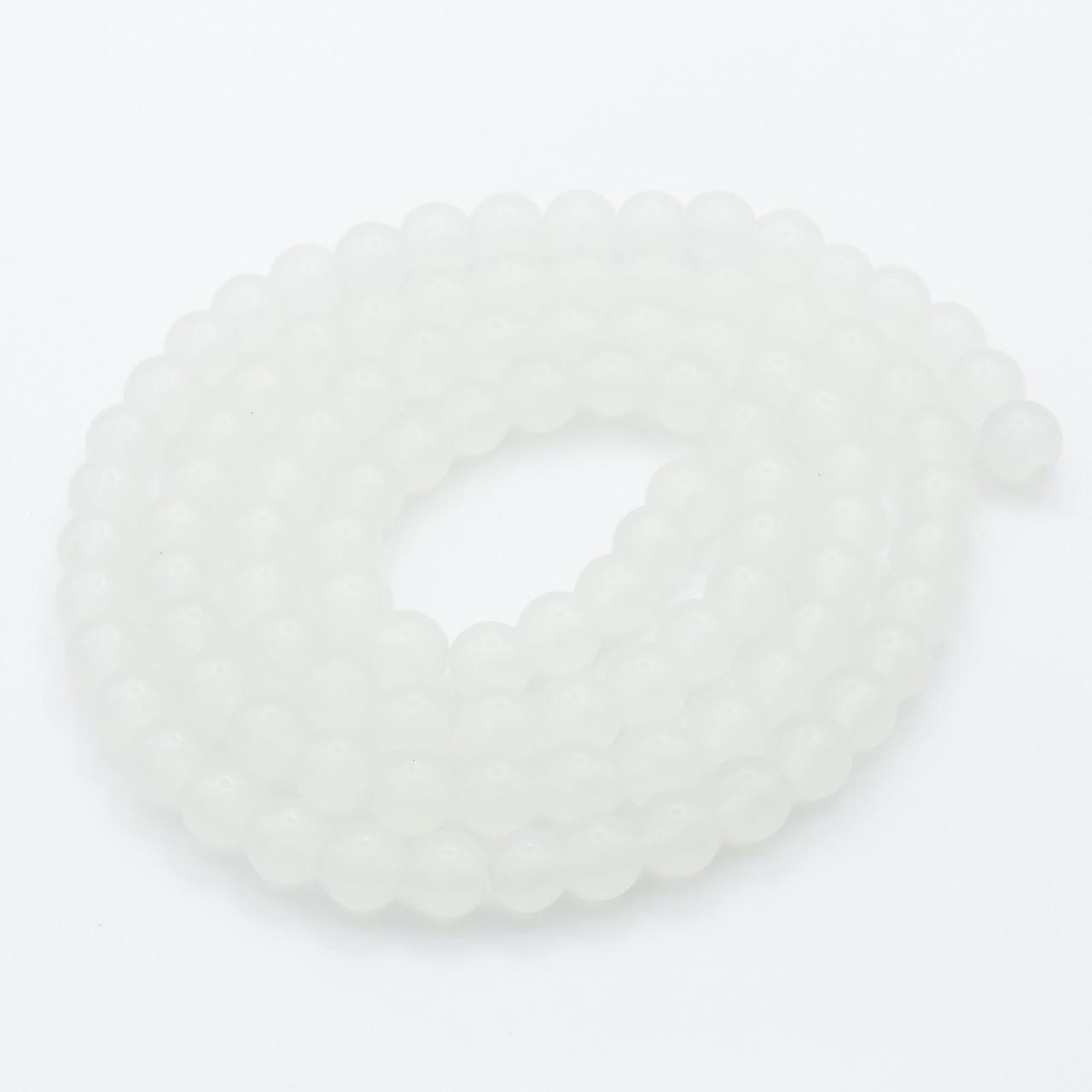 Бусины стеклянные имитация камня 8 мм 80 см 105 шт. Молочный (БЖ0008н02)