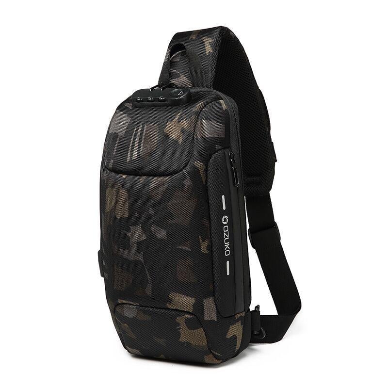 Городской рюкзак Ozuko Backpack с кодовым замком и USB 17х8х34 см Милитари (SUN5649)
