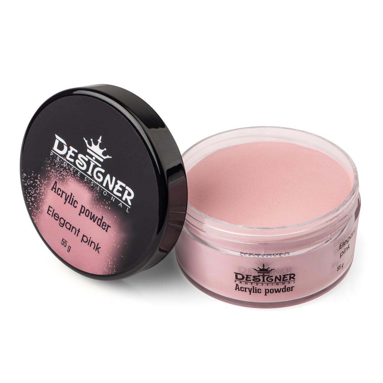 Акриловая пудра Дизайнер Acrylic powder для наращивания и укрепления ногтей 55 г. Elegant Pink